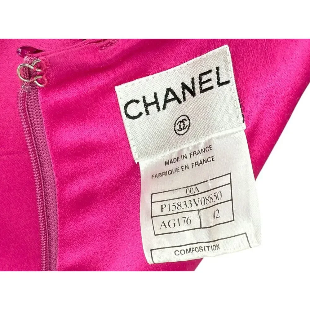 Chanel Embellished Fuchsia Silk Skirt – Fall 2000, Size 42